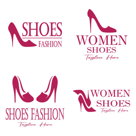 Logo for women's high heel shoes that is elegant and luxurious and feminine. Logo for business, women's shoe shop, fashion, shoe company, beauty.のイラスト素材