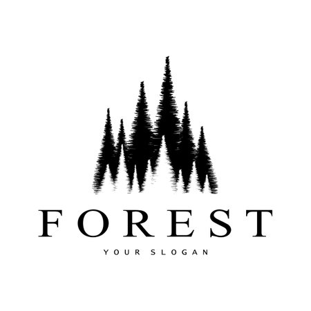 simple pine or fir tree logo,evergreen.for pine forest,adventurers,camping,nature,badges and business.vectorのイラスト素材