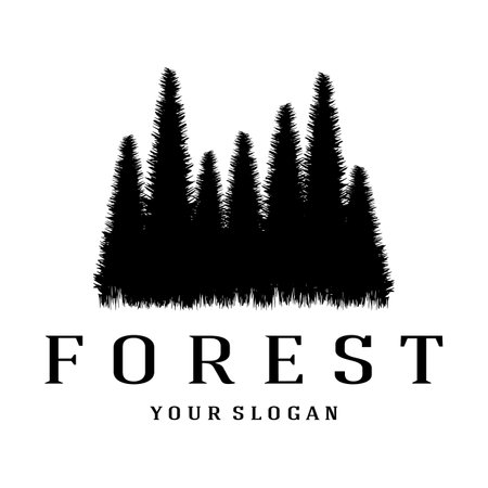 simple pine or fir tree logo,evergreen.for pine forest,adventurers,camping,nature,badges and business.vectorのイラスト素材