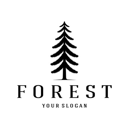 simple pine or fir tree logo,evergreen.for pine forest,adventurers,camping,nature,badges and business.vectorのイラスト素材