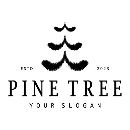 simple pine or fir tree logo,evergreen.for pine forest,adventurers,camping,nature,badges and business.vectorのイラスト素材
