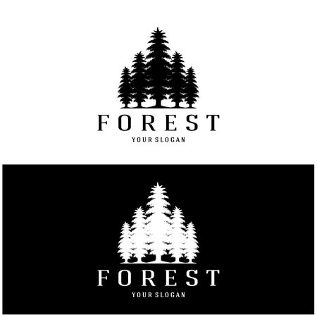 simple pine or fir tree logo,evergreen.for pine forest,adventurers,camping,nature,badges and business.vectorのイラスト素材