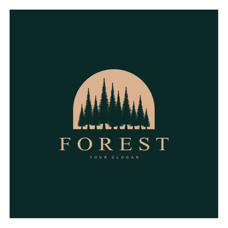 simple pine or fir tree logo,evergreen.for pine forest,adventurers,camping,nature,badges and business.vectorのイラスト素材