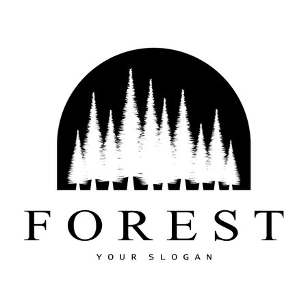 simple pine or fir tree logo,evergreen.for pine forest,adventurers,camping,nature,badges and business.vectorのイラスト素材