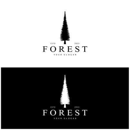 simple pine or fir tree logo,evergreen.for pine forest,adventurers,camping,nature,badges and business.vectorのイラスト素材