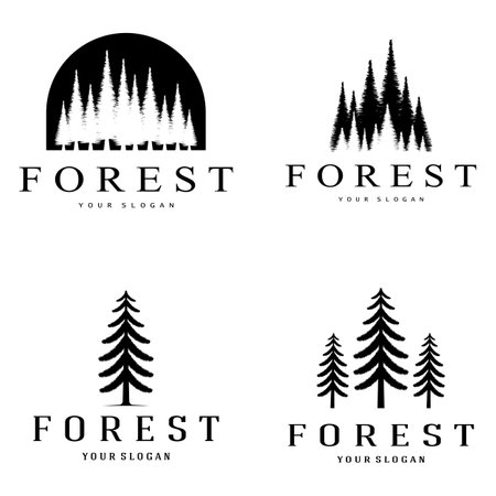 simple pine or fir tree logo,evergreen.for pine forest,adventurers,camping,nature,badges and business.vectorのイラスト素材