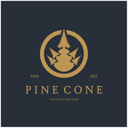 abstract simple pinecone logo pine tree design,for business,badge,emblem,pine plantation,pine wood industryのイラスト素材