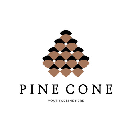 abstract simple pinecone logo pine tree design,for business,badge,emblem,pine plantation,pine wood industryのイラスト素材