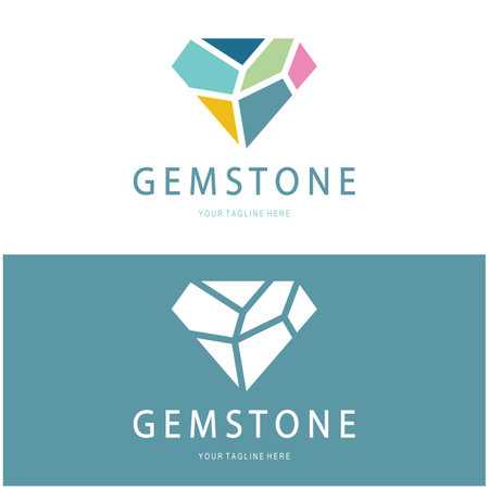 Luxury Polygon Diamond Crystal Line Art,Gem,Gemstone Emerald,Jade,Diamond, Gold, and Precious Jewelry Logo Designのイラスト素材