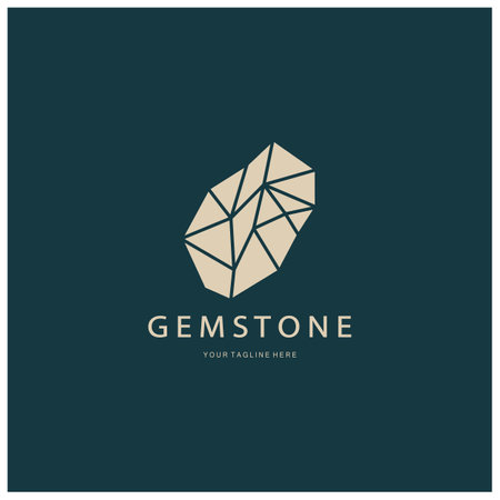 Luxury Polygon Diamond Crystal Line Art,Gem,Gemstone Emerald,Jade,Diamond, Gold, and Precious Jewelry Logo Designのイラスト素材