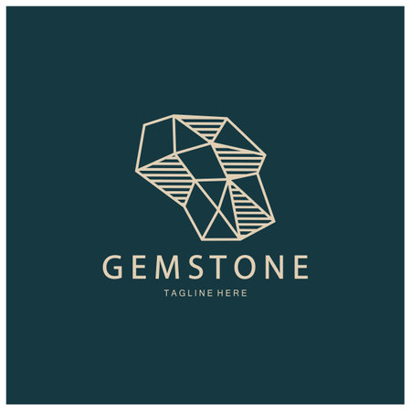 Luxury Polygon Diamond Crystal Line Art,Gem,Gemstone Emerald,Jade,Diamond, Gold, and Precious Jewelry Logo Designのイラスト素材