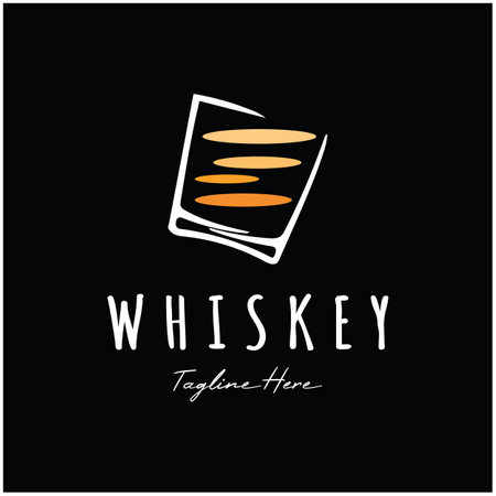 Vintage premium whiskey logo label with glass or beer. for drinks, bars, clubs, cafes, companies.のイラスト素材