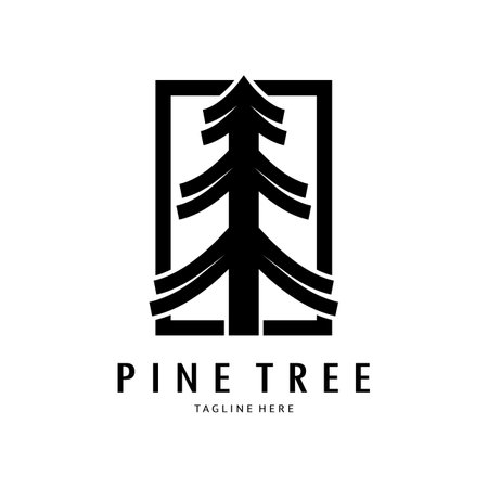 simple pine or fir tree logo,evergreen.for pine forest,adventurers,camping,nature,badges and business.vectorのイラスト素材