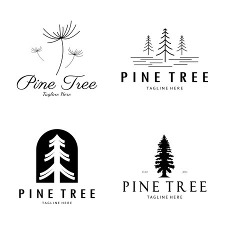 simple pine or fir tree logo,evergreen.for pine forest,adventurers,camping,nature,badges and business.vectorのイラスト素材