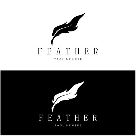 Feather logo, feather pen logo, law firm feather logo vector simple designのイラスト素材