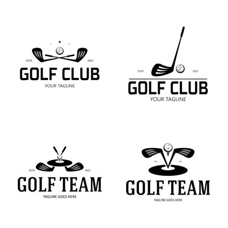 Golf ball logo, Golf design stick logo, logo for professional golf team, golf club, tournament, golf store business, golf course, eventのイラスト素材