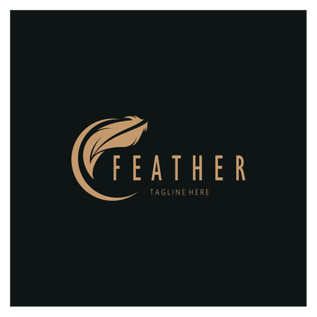 Feather logo, feather pen logo, law firm feather logo vector simple designのイラスト素材