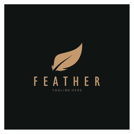 Feather logo, feather pen logo, law firm feather logo vector simple designのイラスト素材