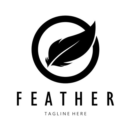Feather logo, feather pen logo, law firm feather logo vector simple designのイラスト素材