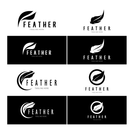 Feather logo, feather pen logo, law firm feather logo vector simple designのイラスト素材