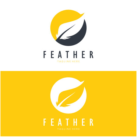 Feather logo, feather pen logo, law firm feather logo vector simple designのイラスト素材