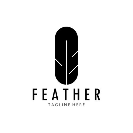 Feather logo, feather pen logo, law firm feather logo vector simple designのイラスト素材