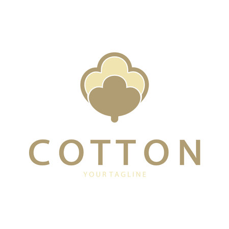 Soft natural organic cotton flower plant logo for cotton plantations, industries,business,textile,clothing and beauty,vectorのイラスト素材