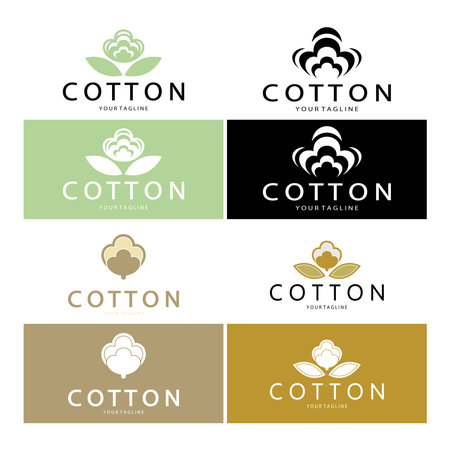 Soft natural organic cotton flower plant logo for cotton plantations, industries,business,textile,clothing and beauty,vectorのイラスト素材