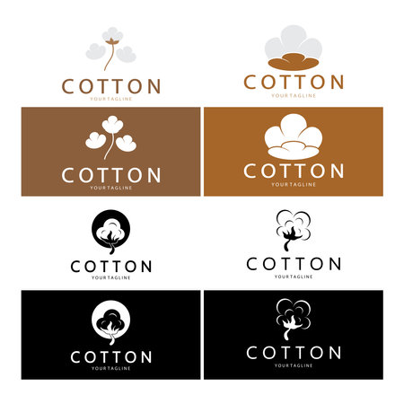 Soft natural organic cotton flower plant logo for cotton plantations, industries,business,textile,clothing and beauty,vectorのイラスト素材