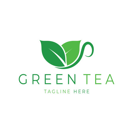 Green tea leaf logo vector icon illustration design isolated on white background-vector imageのイラスト素材