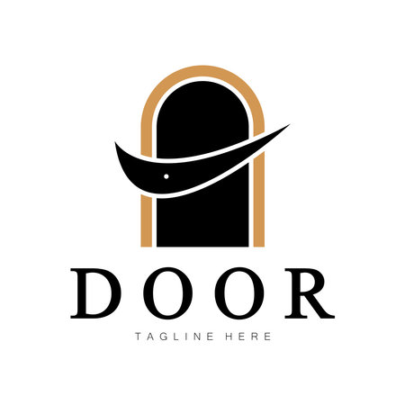 simple open door abstract logo, with geometric shapes,For building construction,contractors, business property and construction companies,vector.のイラスト素材