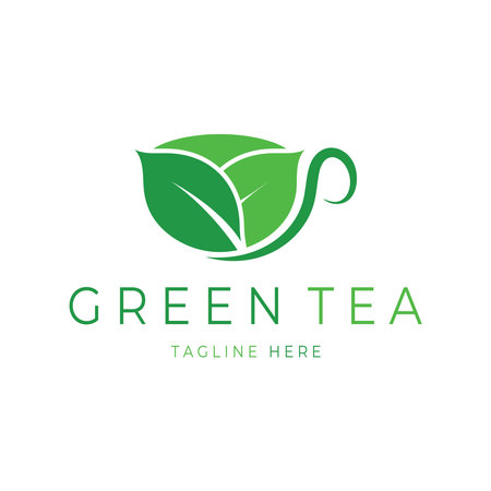 Green tea leaf logo vector icon illustration design isolated on white background-vector imageのイラスト素材