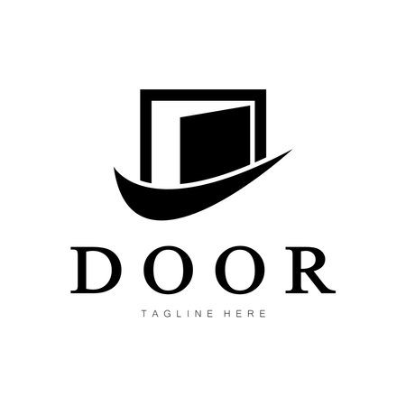 simple open door abstract logo, with geometric shapes,For building construction,contractors, business property and construction companies,vector.のイラスト素材