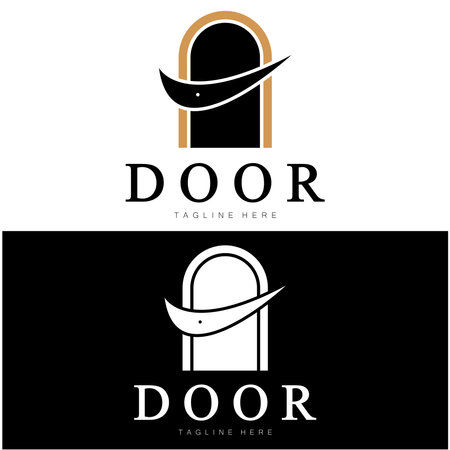 simple open door abstract logo, with geometric shapes,For building construction,contractors, business property and construction companies,vector.のイラスト素材