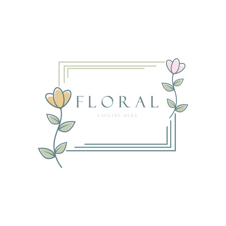 Elegant floral and leaf frame. Delicate botanical vector illustration for labels, spas, corporate identity, and wedding invitationsのイラスト素材