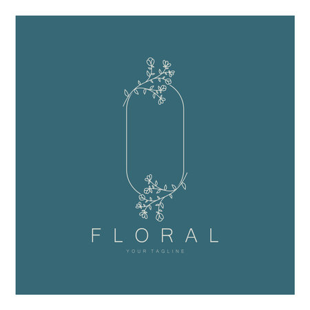 Elegant floral and leaf frame. Delicate botanical vector illustration for labels, spas, corporate identity, and wedding invitationsのイラスト素材