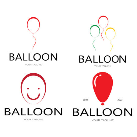 simple balloon logo, for kids event, toy shop, birthday, holiday vectorのイラスト素材