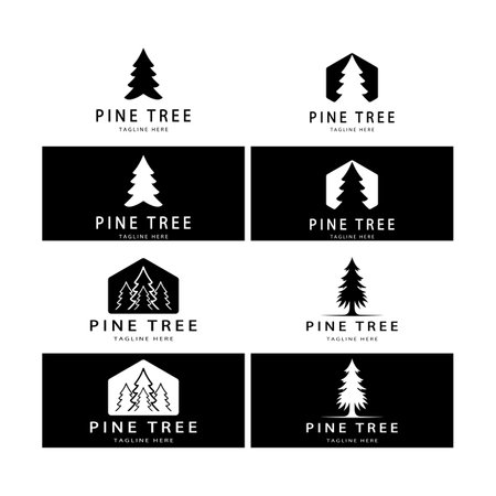 simple pine or fir tree logo,evergreen.for pine forest,adventurers,camping,nature,badges and business.vectorのイラスト素材