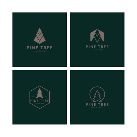 simple pine or fir tree logo,evergreen.for pine forest,adventurers,camping,nature,badges and business.vectorのイラスト素材