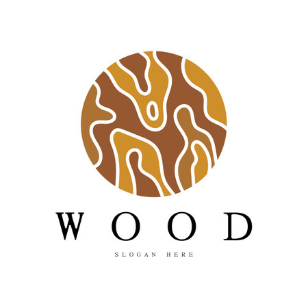 wood logo template icon illustration design vector, used for wood factories, wood plantations, log processing, wood furniture, wood warehouses with a modern minimalist conceptのイラスト素材