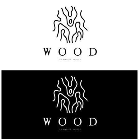 wood logo template icon illustration design vector, used for wood factories, wood plantations, log processing, wood furniture, wood warehouses with a modern minimalist conceptのイラスト素材