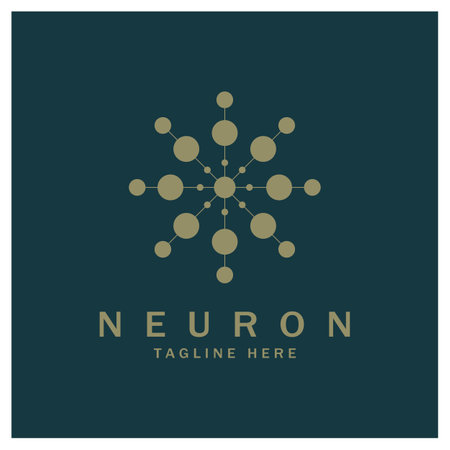Neuron logo or nerve cell logo design,molecule logo illustration template icon with vector conceptのイラスト素材