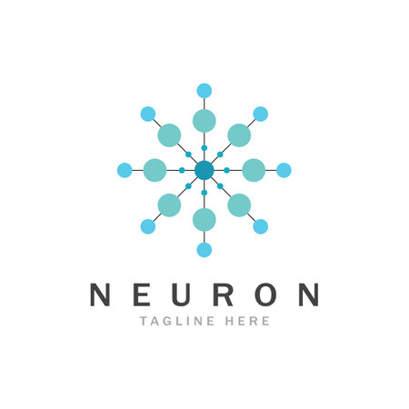 Neuron logo or nerve cell logo design,molecule logo illustration template icon with vector conceptのイラスト素材