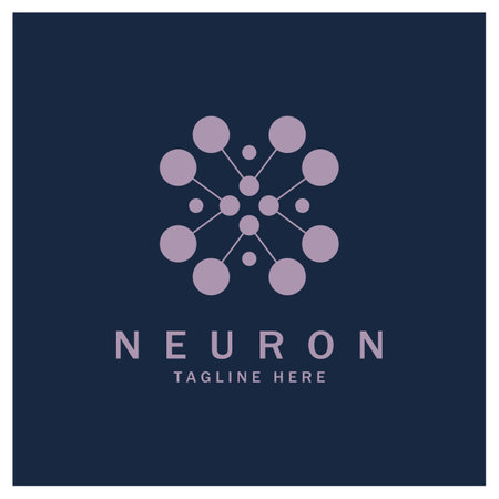 Neuron logo or nerve cell logo design,molecule logo illustration template icon with vector conceptのイラスト素材