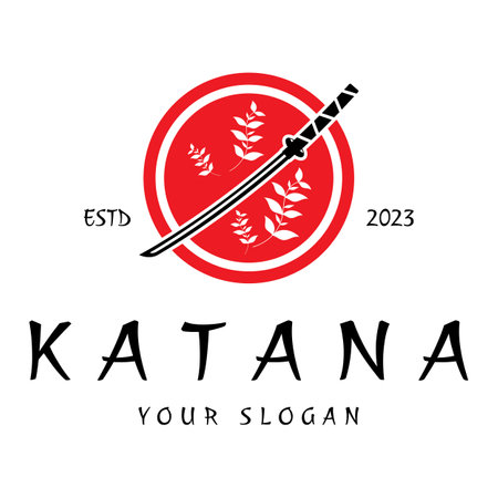 simple katana samurai sword logo design template vector,のイラスト素材