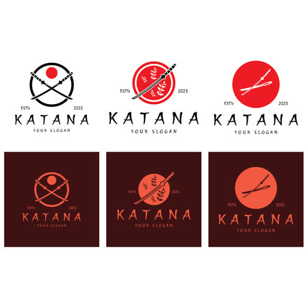 simple katana samurai sword logo design template vector,のイラスト素材