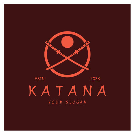 simple katana samurai sword logo design template vector,のイラスト素材