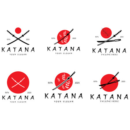 simple katana samurai sword logo design template vector,のイラスト素材