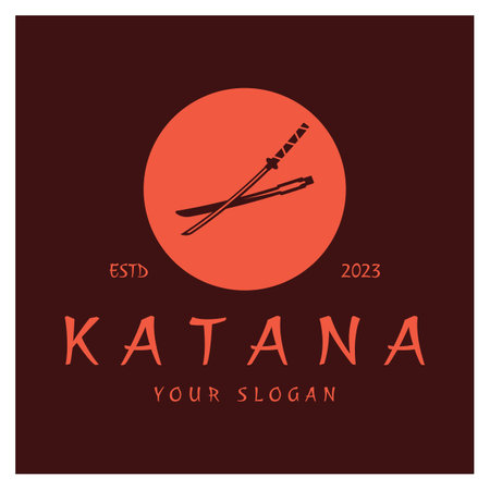 simple katana samurai sword logo design template vector,のイラスト素材