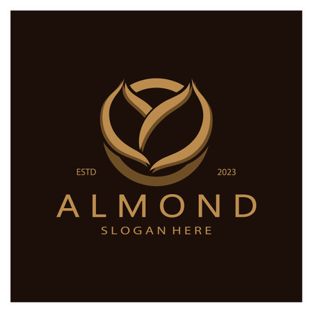simple almond logo,for business,badge,trademark,almond oil,almond farm,almond shop,vectorのイラスト素材